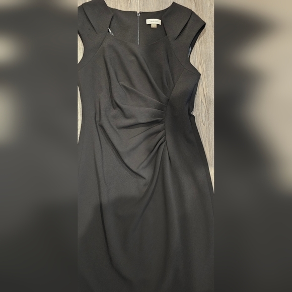 Size 8 | Calvin Klein Square Neck Sheath Midi Dress Fancy Black Dress - Picture 11 of 12